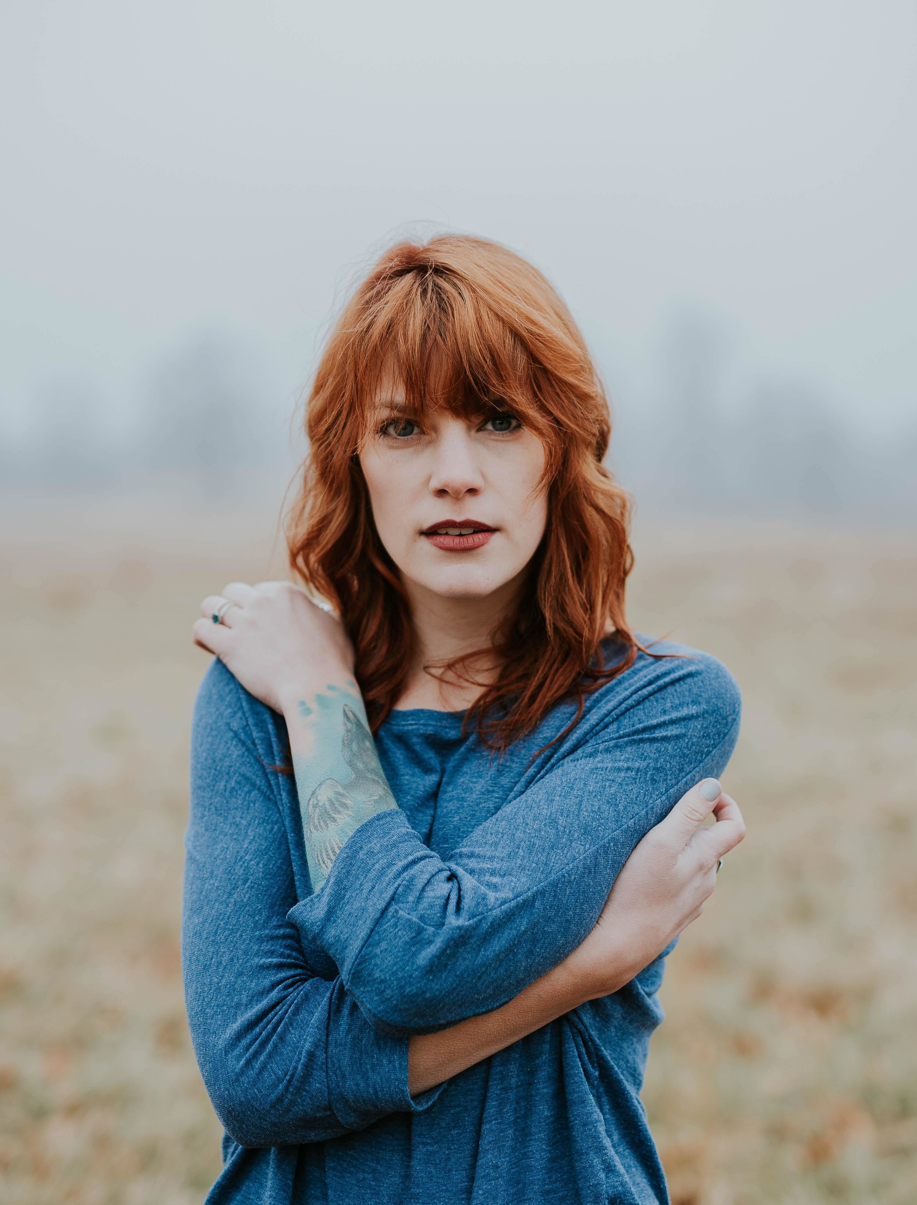 straight red hair with bangs